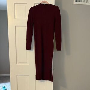APRICOT Deep Red Long Sleeve Dress